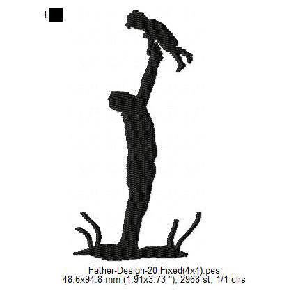 Father Toddler Throwing Father's Day Silhouette Machine Embroidery Digitized Design Files