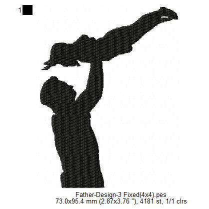 Father With Kids Silhouette Father's Day Machine Embroidery Digitized Design Files