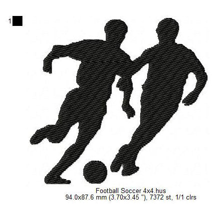 Football Soccer Game Player Silhouette Machine Embroidery Digitized Design Files