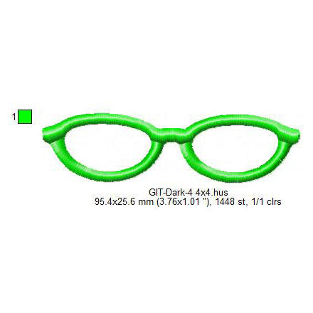 Eye Glass Frame Line Art Glow In The Dark Machine Embroidery Digitized Design Files