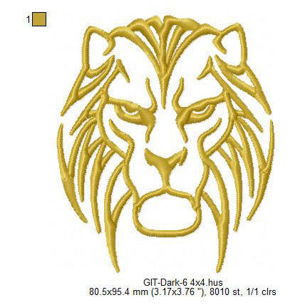 Lion Animals Line Art Glow In The Dark Machine Embroidery Digitized Design Files