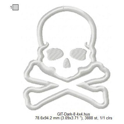 Skull Line Art Glow In The Dark Machine Embroidery Digitized Design Files
