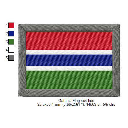 Gambia Flag Gambian Machine Embroidery Digitized Design Files | Dst | Pes | Hus | VP3
