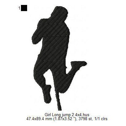 Pole Vault Jump Silhouette Machine Embroidery Digitized Design Files