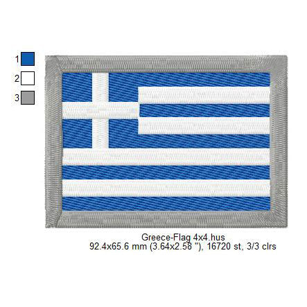 Greece Flag Greek Machine Embroidery Digitized Design Files | Dst | Pes | Hus | VP3