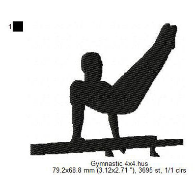 Balance Beam Gymnastics Male Gymnast Silhouette Machine Embroidery Digitized Design Files