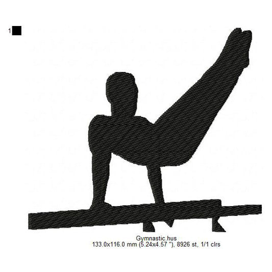 Balance Beam Gymnastics Male Gymnast Silhouette Machine Embroidery Digitized Design Files