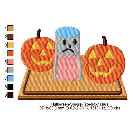 Halloween Smore Marshmallow Cartoon Machine Embroidery Digitized Design Files