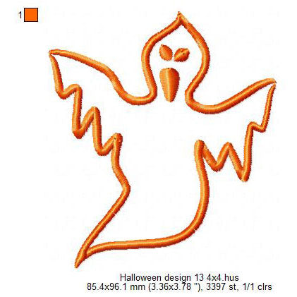 Halloween Ghost Line Art Symbols Machine Embroidery Digitized Design Files
