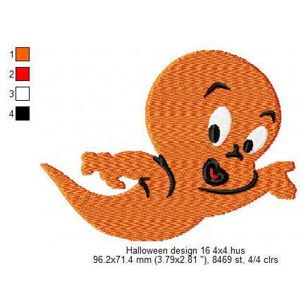 Halloween Ghost Silhouette Symbols Machine Embroidery Digitized Design Files