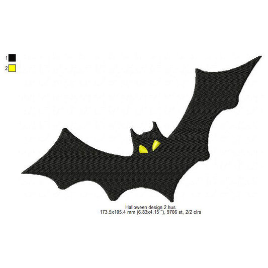 Halloween Bat Bird Silhouette Symbols Machine Embroidery Digitized Design Files