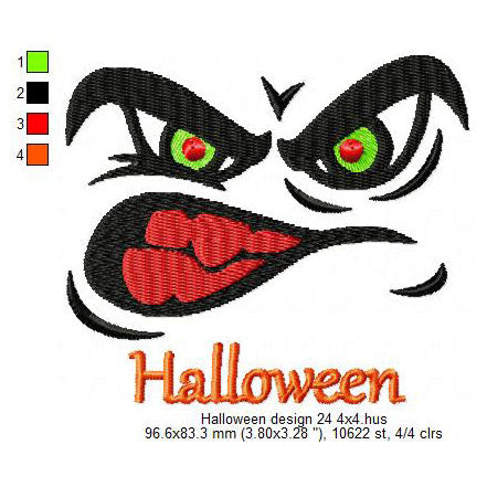 Halloween Hulk Like Monster Machine Embroidery Digitized Design Files