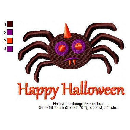 Halloween Spider Like Monster Machine Embroidery Digitized Design Files