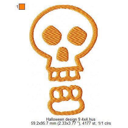 Halloween Skull Cartoon Symbols Machine Embroidery Digitized Design Files