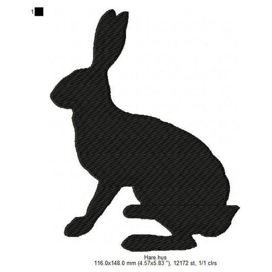 Hare Rabbit Bunny Shadow Silhouette Machine Embroidery Digitized Design Files