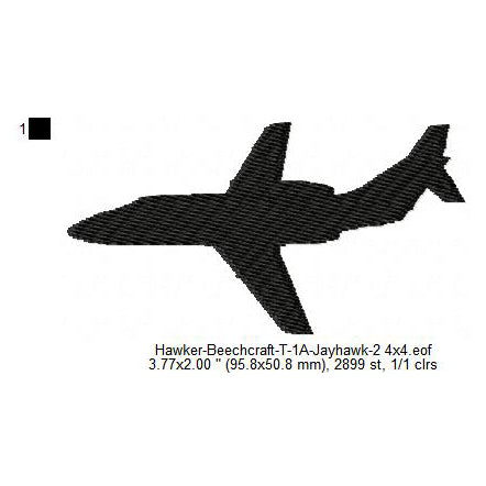 Hawker Beechcraft T-1A Jayhawk Aircraft Silhouette Machine Embroidery Digitized Design Files