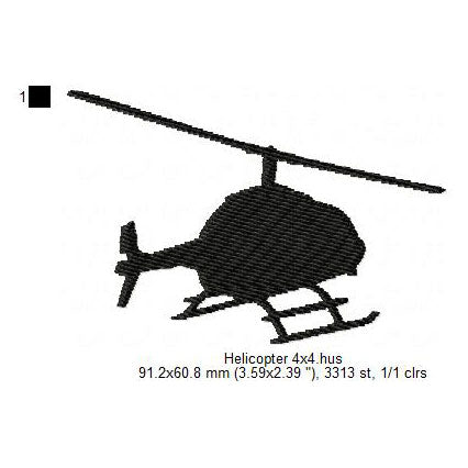 Helicopter Shadow Silhouette Machine Embroidery Digitized Design Files