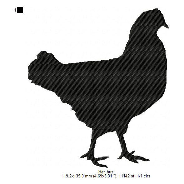 Hen Chicken Silhouette Machine Embroidery Digitized Design Files