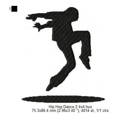 Young Man Boy Hip-Hop Dancing Silhouette Machine Embroidery Digitized Design Files