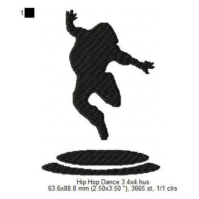 Young Man Boy Hip-Hop Dancing Silhouette Machine Embroidery Digitized Design Files