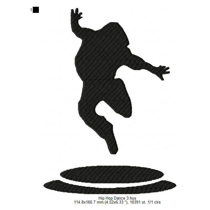Young Man Boy Hip-Hop Dancing Silhouette Machine Embroidery Digitized Design Files