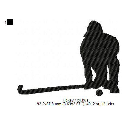 Female Hokey Player Silhouette Machine Embroidery Digitized Design Files