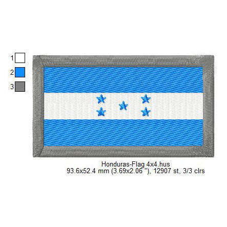 Honduras Flag Honduran Machine Embroidery Digitized Design Files | Dst | Pes | Hus | VP3