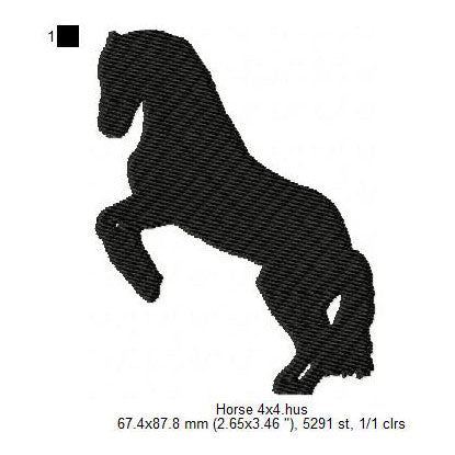 Horse Silhouette Machine Embroidery Digitized Design Files