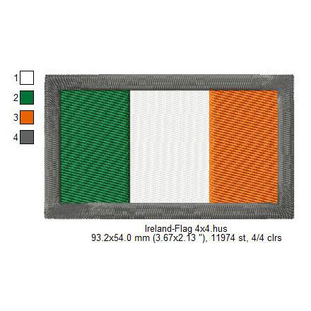 Ireland Flag Irish Machine Embroidery Digitized Design Files | Dst | Pes | Hus | VP3