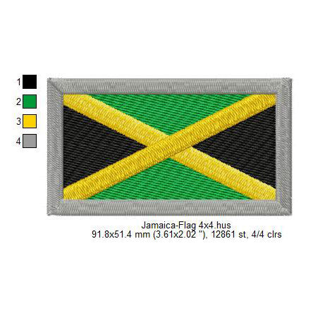 Jamaica Flag Jamaican Machine Embroidery Digitized Design Files | Dst | Pes | Hus | VP3