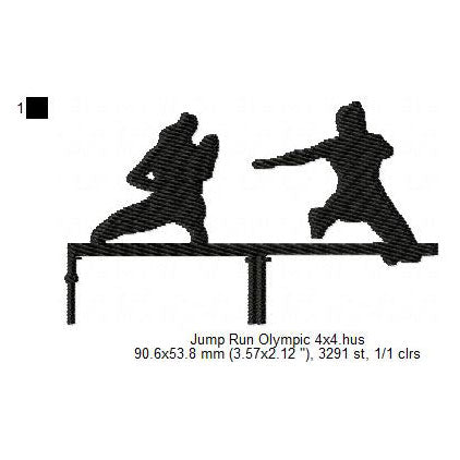 Athletes Running Hurdles Track and Field Silhouette Machine Embroidery Digitized Design Files