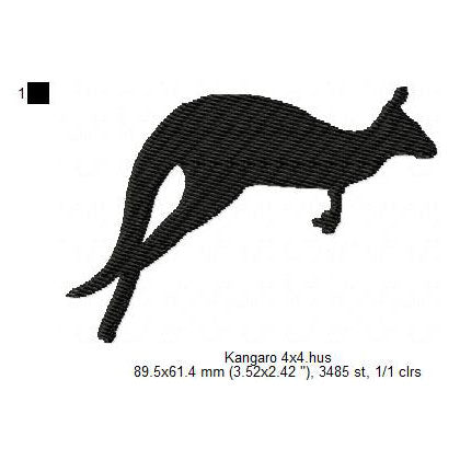 Kangaroo Silhouette Machine Embroidery Digitized Design Files