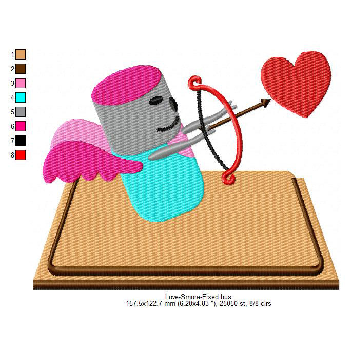 Cupid Smore Marshmallow Love Symbol Machine Embroidery Digitized Design Files