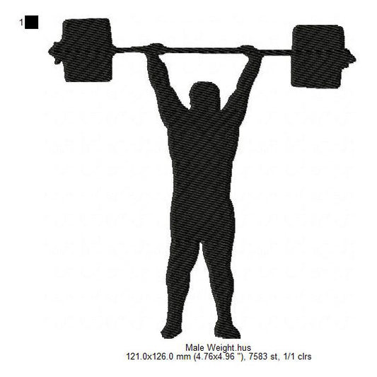 Male Weightlifter Bodybuilder Athletics Silhouette Machine Embroidery Digitized Design Files