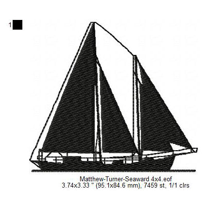 Matthew Turner Seaward Ship Silhouette Machine Embroidery Digitized Design Files