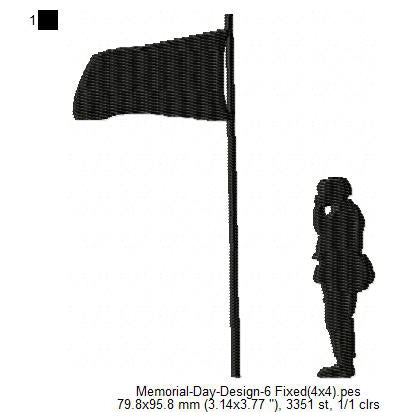 Memorial Day Salute Flag Silhouette May 26 Machine Embroidery Digitized Design Files
