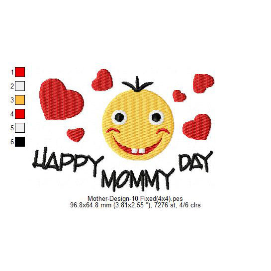 Happy Mommy Day Mother's Day Machine Embroidery Digitized Design Files