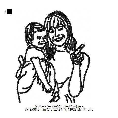 Mother With Child kid Toddler Mother's Day Machine Embroidery Digitized Design Files