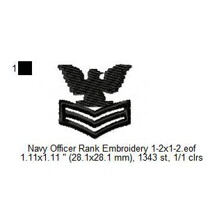 US Navy Petty Officer 1st Class E-6 Insignia Patch Machine Embroidery Digitized Design Files