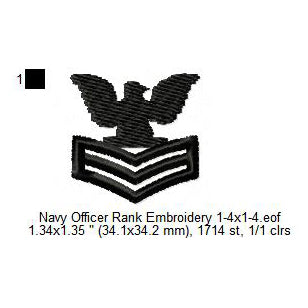 US Navy Petty Officer 1st Class E-6 Insignia Patch Machine Embroidery Digitized Design Files