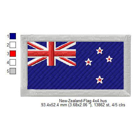 New Zealand Flag New Zealanders Machine Embroidery Digitized Design Files | Dst | Pes