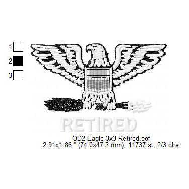 US Army Captain Colonel Eagle Insignia Machine Embroidery Digitized Design Files