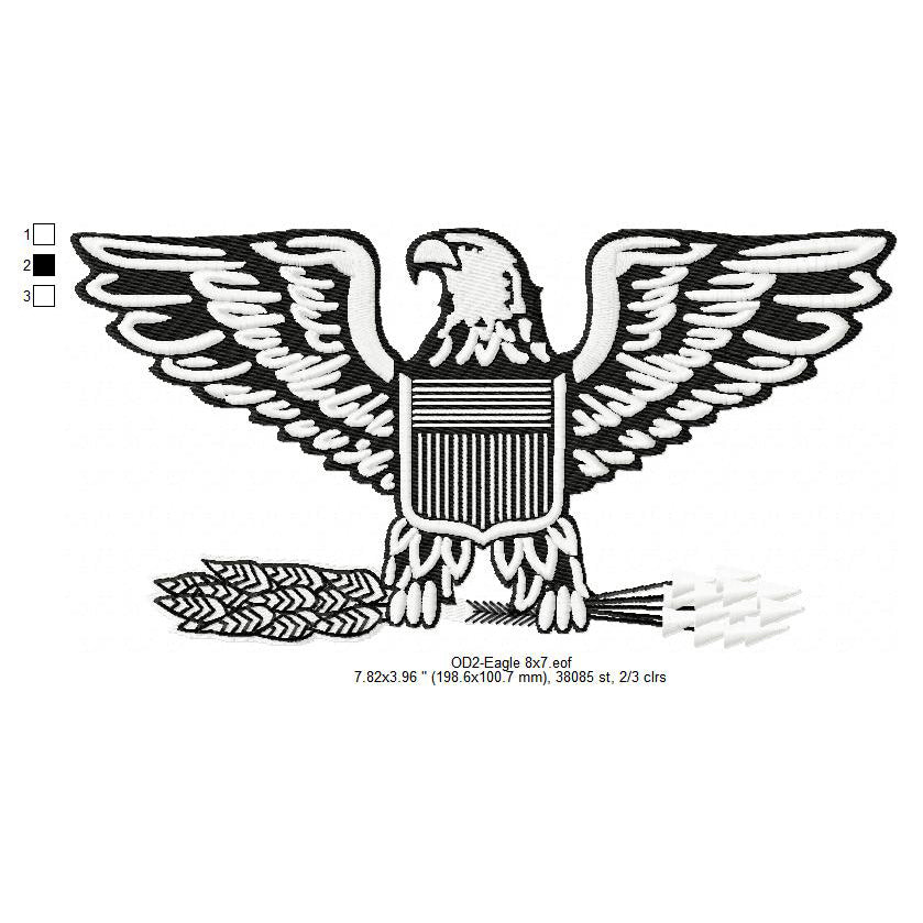 US Army Captain Colonel Eagle Insignia Machine Embroidery Digitized Design Files