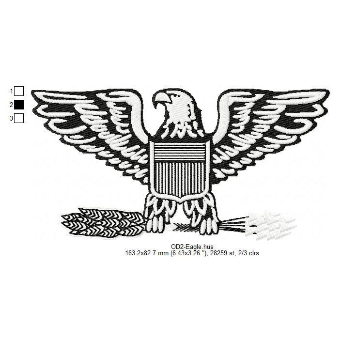 US Army Captain Colonel Eagle Insignia Machine Embroidery Digitized Design Files