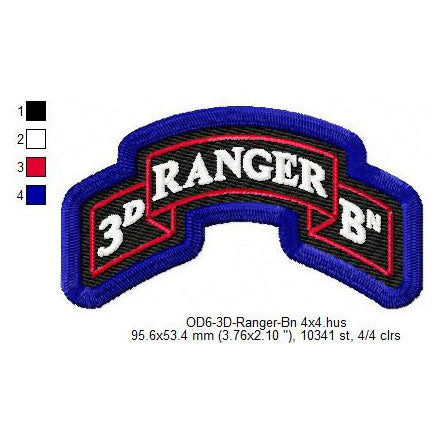 US Army 3rd Ranger Battalion Insignia Machine Embroidery Digitized Design Files
