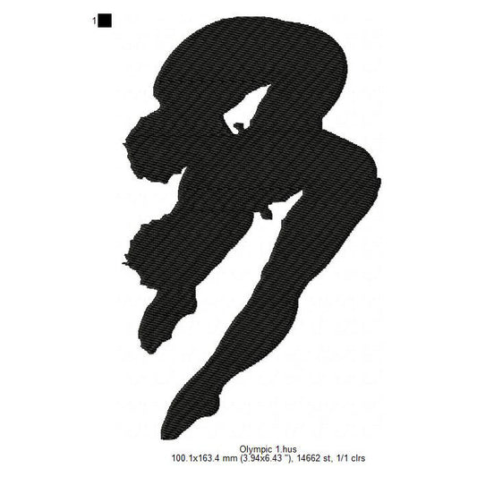 High Diving Olympic Sports Jump Silhouette Machine Embroidery Digitized Design Files
