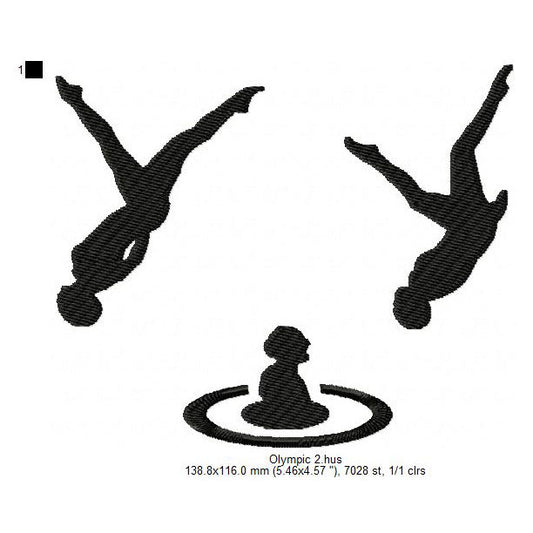 Synchronized Artistic Swimming Silhouette Machine Embroidery Digitized Design Files