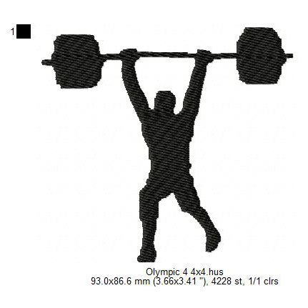 Male Weightlifter Bodybuilder Athletics Silhouette Machine Embroidery Digitized Design Files