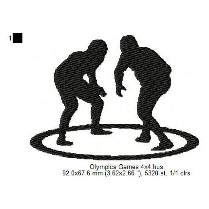 Wrestling Olympics Games Athletics Silhouette Machine Embroidery Digitized Design Files