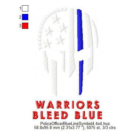 Thin Blue Line Warrior Spartan Machine Embroidery Digitized Design Files